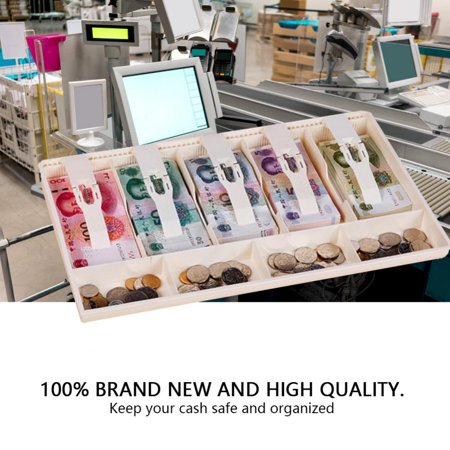 Five Grids Cash Drawer Register Insert Coin Tray Cashier Tidy