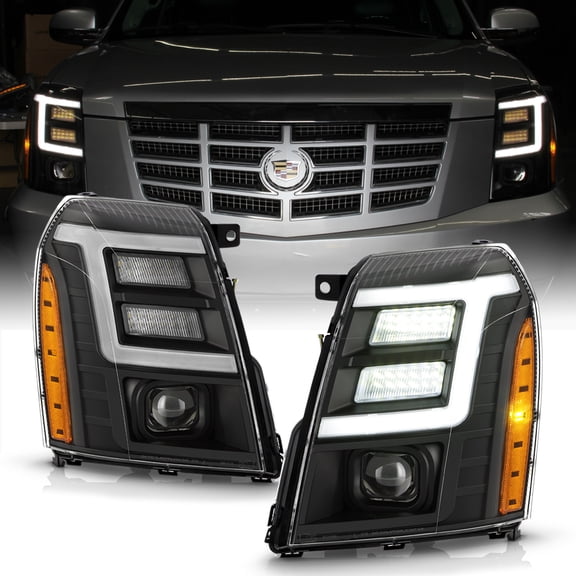 2007-2014 Cadillac Escalade HID/Xenon Model Black LED DRL Projector Headlights