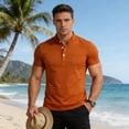 thumbnail image 2 of Men’s Short Sleeve Polo Shirt with Pocket Classic Fit Soft Cotton Material Three Button Placket Collar, 2 of 7