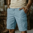 thumbnail image 4 of Fewfanhot Men's Big & Tall Multi-Pocket Cargo Shorts, Elastic Waist Drawstring Casual Outdoor Summer Shorts, S-5XL, 4 of 5