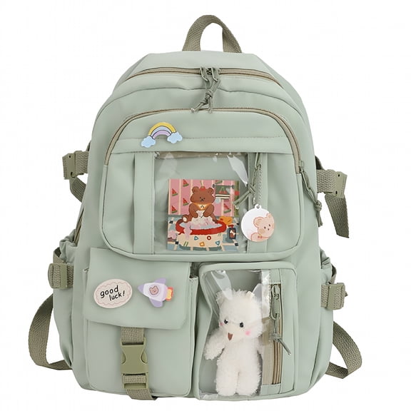 GASTROPOD 2026 New Women Backpack Preppy Multi-Pocket Nylon Schoolbag for School, College, Travel, Casual Use Book Bags (Green)