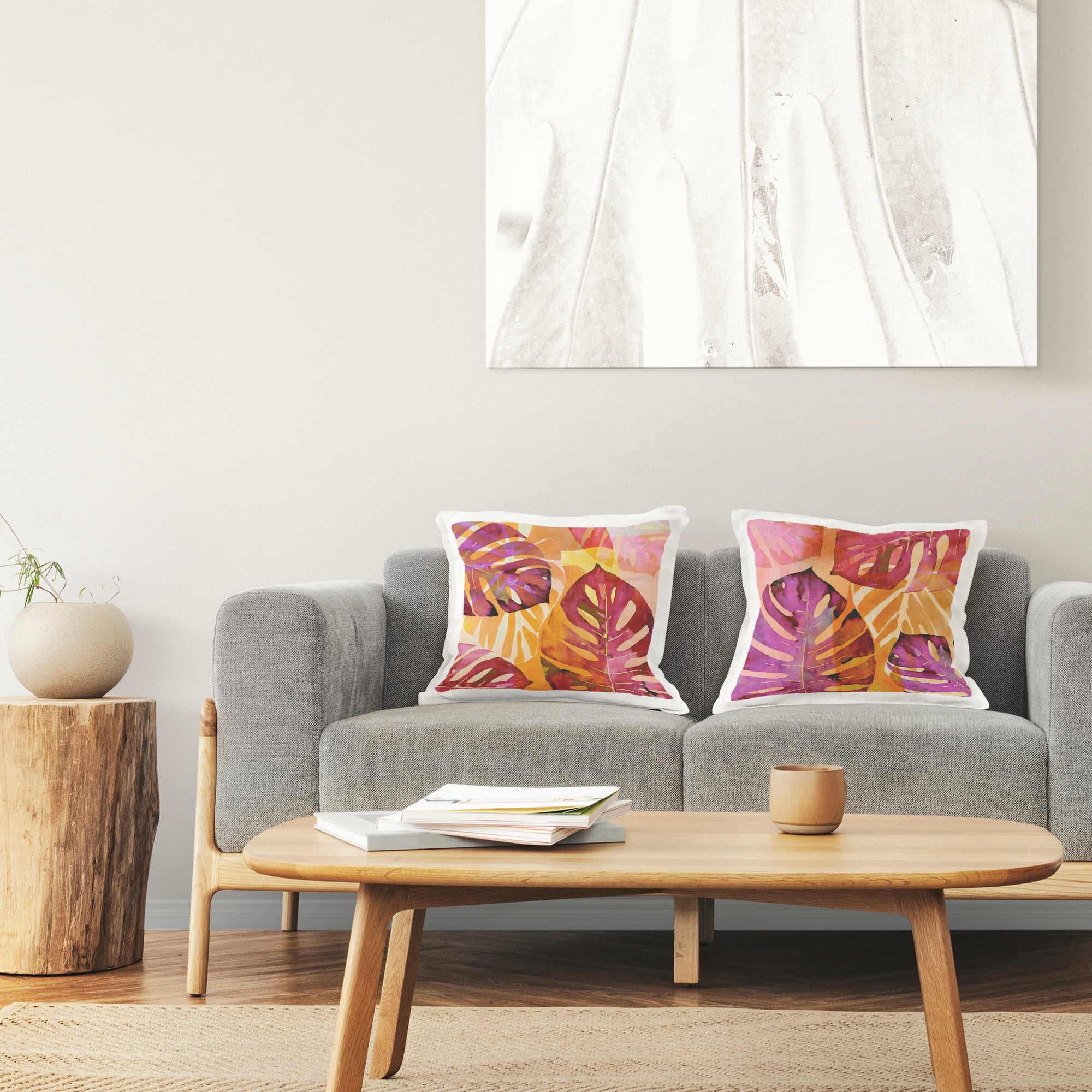 Stupell Industries Tropical Overlapping Leaves Decorative Printed Throw Pillow Design by Andrea Haase (Set of 2)