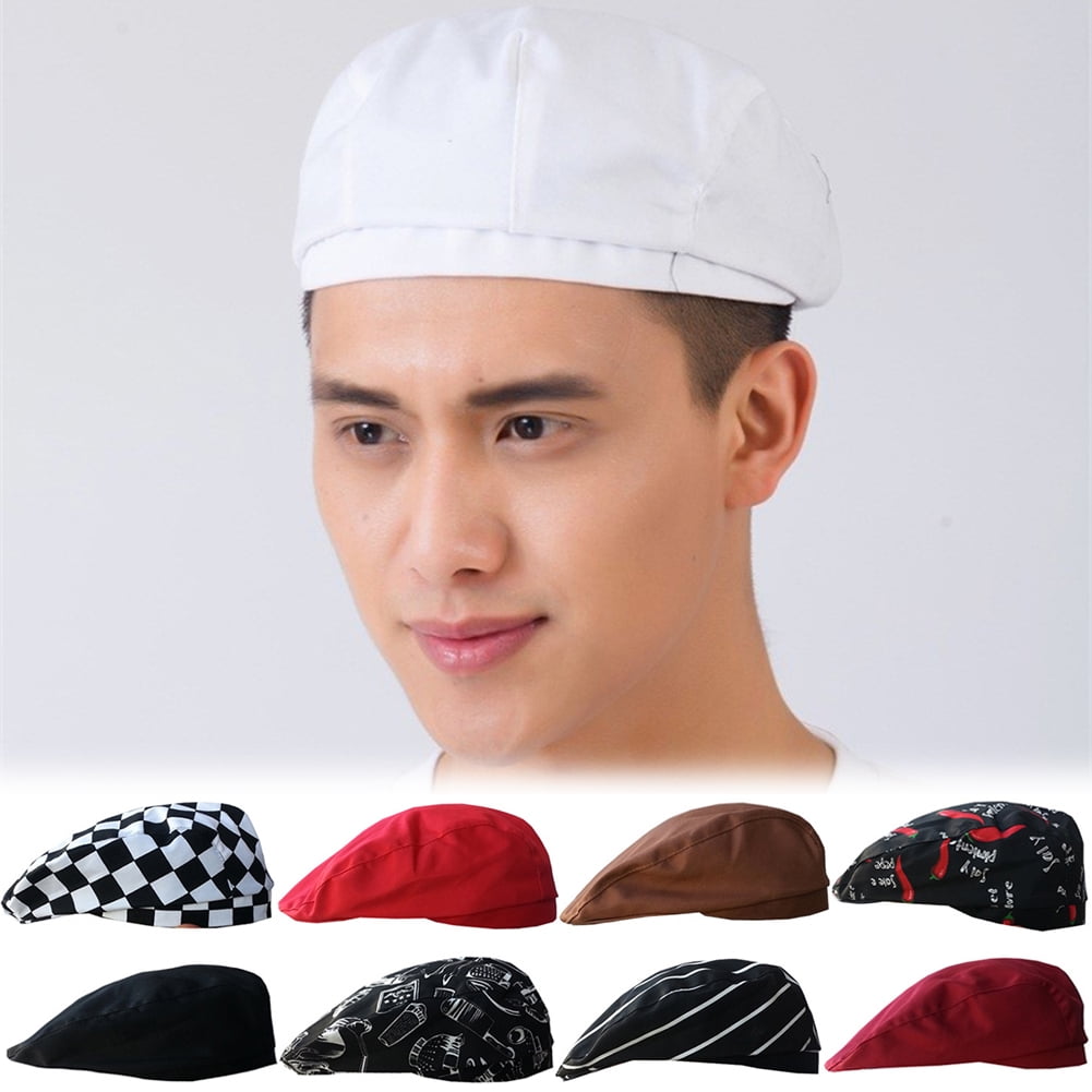Adults Chef Beret Hat Cotton Mesh Cooker Cap Waiter Baker Catering Head Wrap 