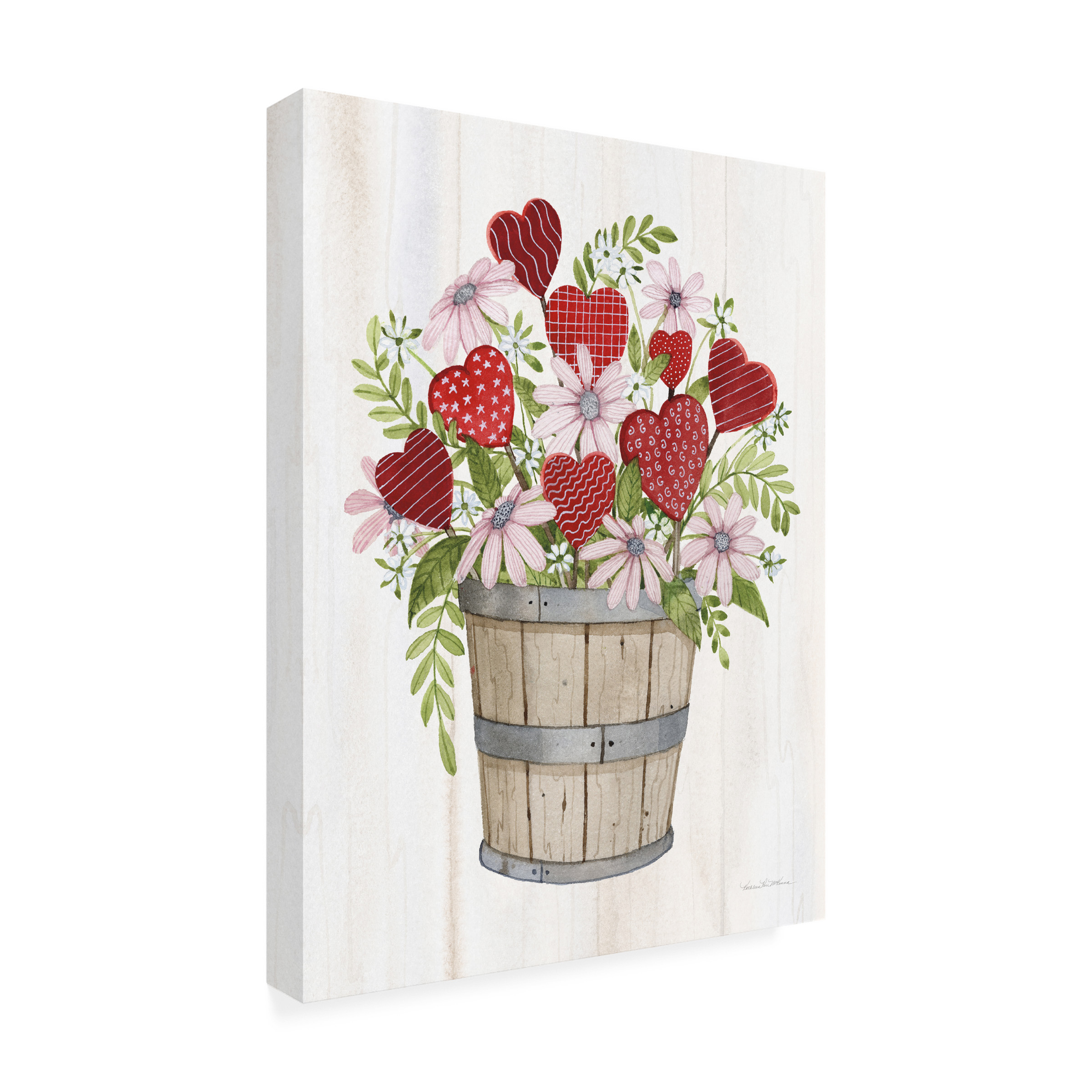 Trademark Fine Art 'Rustic Valentine Bushel Basket' Canvas Art by Kathleen Parr McKenna
