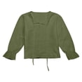 thumbnail image 5 of Domuza Boys Medieval Pirate Costume Shirt Kids Medieval Renaissance Ruffled Long Sleeve Tops Army Green 130, 5 of 5