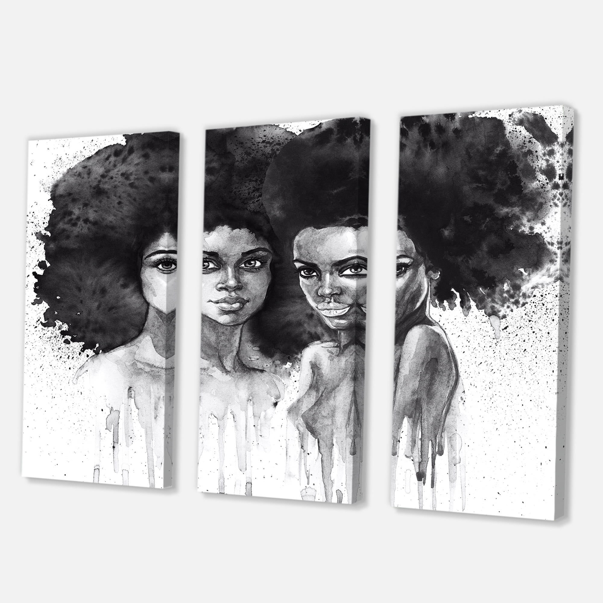 Designart ' Portrait of Afro American Woman XI ' Modern Canvas Wall Art Print