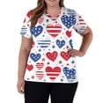 thumbnail image 3 of Women V Neck Short Sleeve Printed Scrub Top with Star Pattern and Two Front Pockets for Work Uniforms White XL, 3 of 5