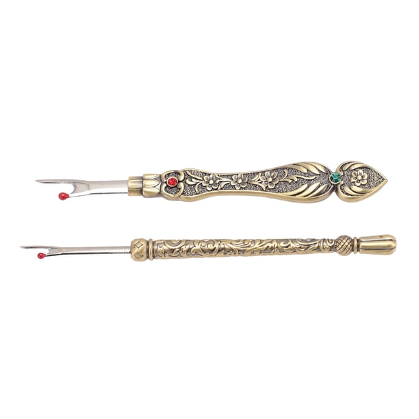 Herramienta De Removedor Retro De Costura De Costura Vintage De 2 Piezas Con De Patrón 3D Exquisito Para Coser Las Artesanías De Bricolaje De Cuero