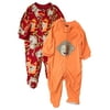 Infant Baby Boys Red & Orange Monkey Sleeper 2 Pack Pajama Set 6-9 Months