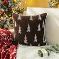 thumbnail image 3 of Christmas Tree Pillow Covers 18x18 Inch Set of 1 Coffee Xmas Rustic Style Winter Print Decorative Outdoor Pillowcases Farmhouse Vintage Holiday Decorations Throw Cushion Case Decor for Couch Sofa Bed, 3 of 3