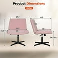 thumbnail image 3 of PayLessHere Criss Cross-Leg Office Chair - Armless Adjustable Fabric Seat,with No Wheels, Pink, 3 of 7