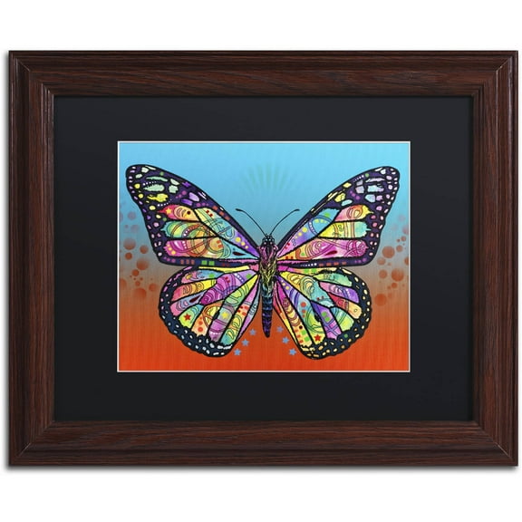 Trademark Fine Art 'Butterfly' Canvas Art by Dean Russo, Black Matte, Wood Frame