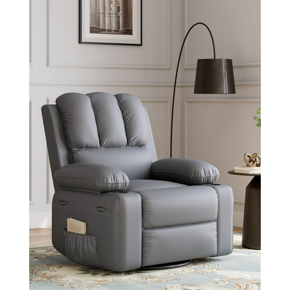Garvee 22-Inch Manual Reclining Sofa, Cup Holder, and Retractable Armrests, Gray