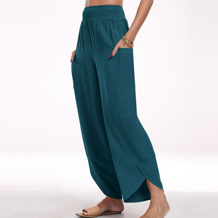 Women irregular straight loose high waist casual pants Women irregular straight loose high waist casual pants