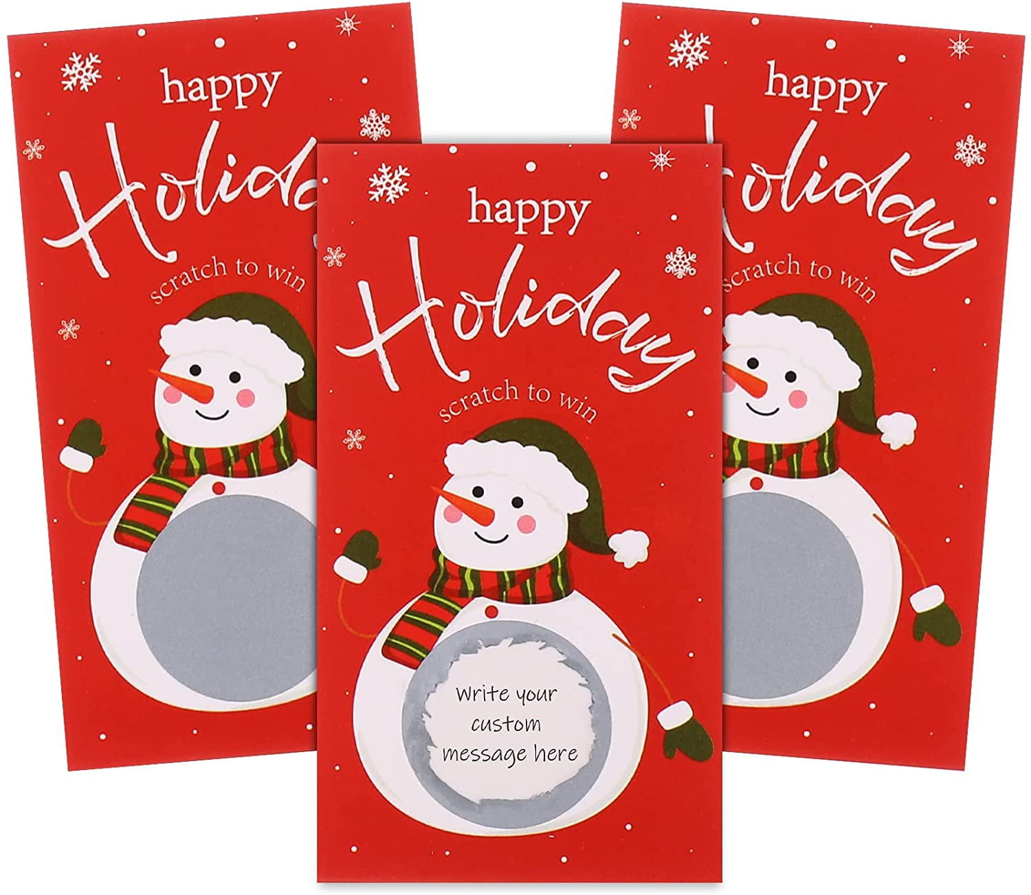 50 Pieces Scratch off Game Cards Scratch off Stickers Christmas Party Games Vouchers Festive Raffle Tickets Holiday Business Prize Drawings for Kids Adults Families Christmas Events Groups Snowman