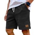 thumbnail image 3 of Nestiefly Mens Waffle Shorts Summer Casual Textured Knit Drawstring Elastic Waist Comfy Short with Pockets Beach Vacation Black L, 3 of 7