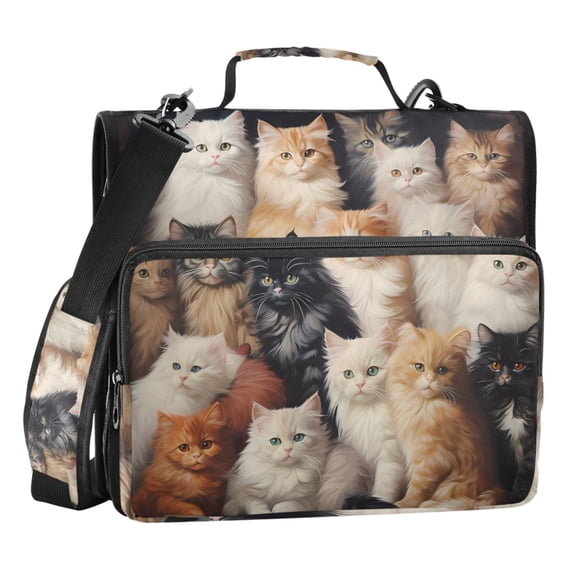 ALAZA Zipper Binder Bag Cute Cats Black and White 3 Ring File Folder Binder Organizer Bag