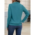 thumbnail image 4 of Womens T-Shirts Long Sleeve Banded Bottom Tops Business Casual Tops Collared V Neck Blouses Green S, 4 of 7