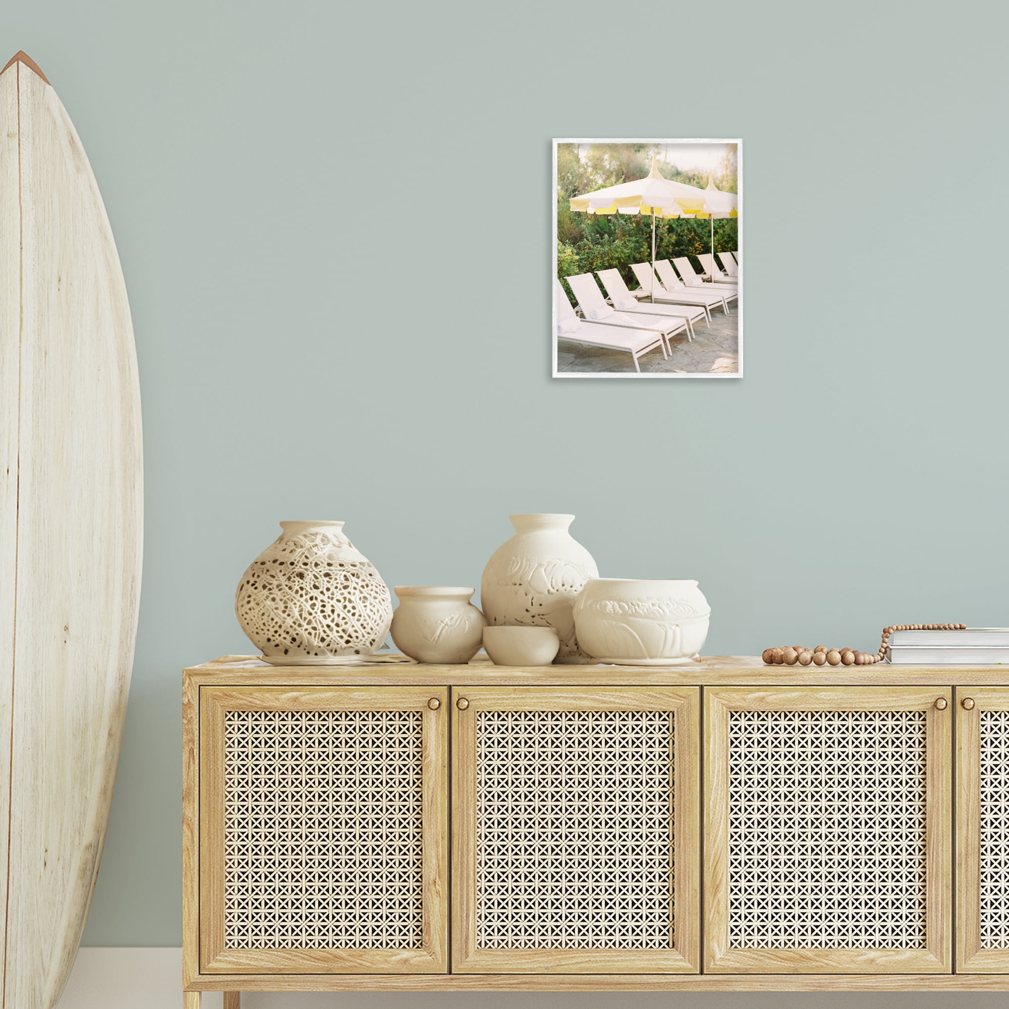 Stupell Industries Summer Pool Chairs Landscape Photography White Framed Art Print Wall Art, 16 x 20