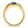thumbnail image 2 of Auriga Fine Jewelry 14K Two-Tone Gold Men's Polished Satin and Grooved Black Star Sapphire and Diamond Ring, 2 of 4