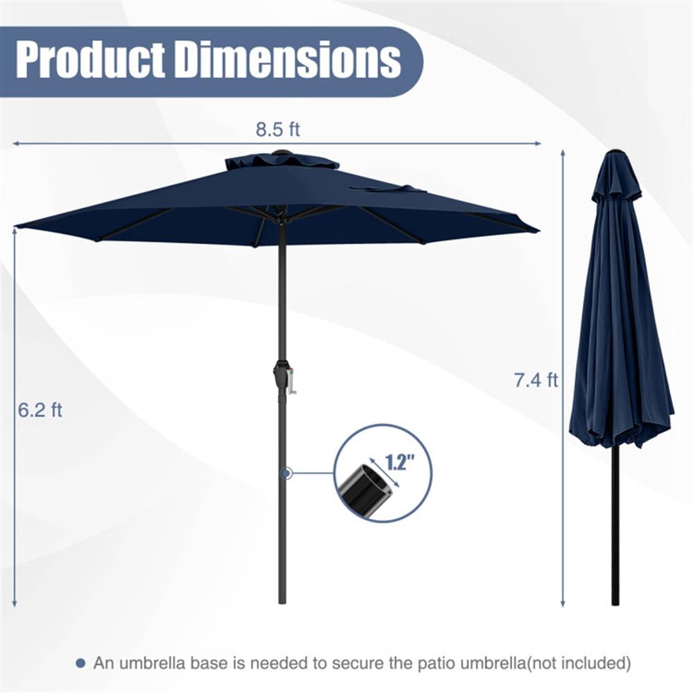 Spaco Outdoor Heavy Duty Market Umbrella with Crank Handle and 8 Sturdy Ribs, Outdoor Umbrellas for Patio, Patio Table Umbrella, Deck Umbrella-Navy