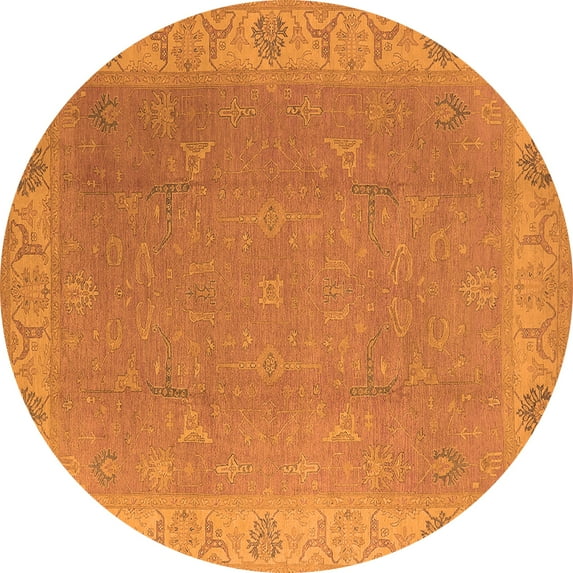 Ahgly Company Indoor Round Oriental Orange Traditional Area Rugs, 5' Round