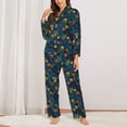 thumbnail image 2 of Fotbe Hawaiian Style Conjunto de Pijama de Manga Larga para Mujer con Estampado, Ropa de Dormir de 2 Piezas, Conjunto de Casa Suave y Cómodo con Bolsillos-Small, 2 of 7