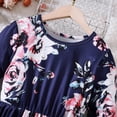 thumbnail image 5 of JLFKNG Toddler Child Girls Dresses Breathable Floral Printed Dress With Large Swing Long Sleeve Crew Neck Soft Cotton Loose Fit High Waist Comfortable Child's Sundress, 5 of 7