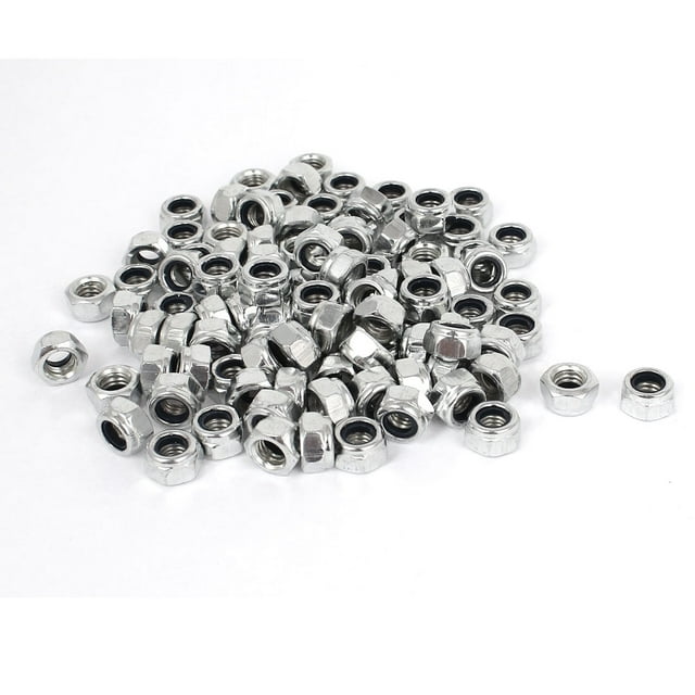 Tuercas de bloqueo hexagonales de nylon con inserto de nylon autolock, recubiertas de zinc, M6 x 1mm, 100 piezas