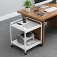 thumbnail image 1 of Support d'Imprimante Grand de 20 Pouces, Table d'Imprimante à 2 Niveaux sous le Bureau avec Tablette à Hauteur Réglable, Chariot d'Imprimante Roulant avec Roues pour Rangement de Bureau à Domicile, Blanc, 1 of 7