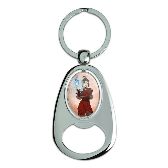Avatar the Last Airbender Azula Keychain Chrome Metal Spinning Oval Bottle Opener