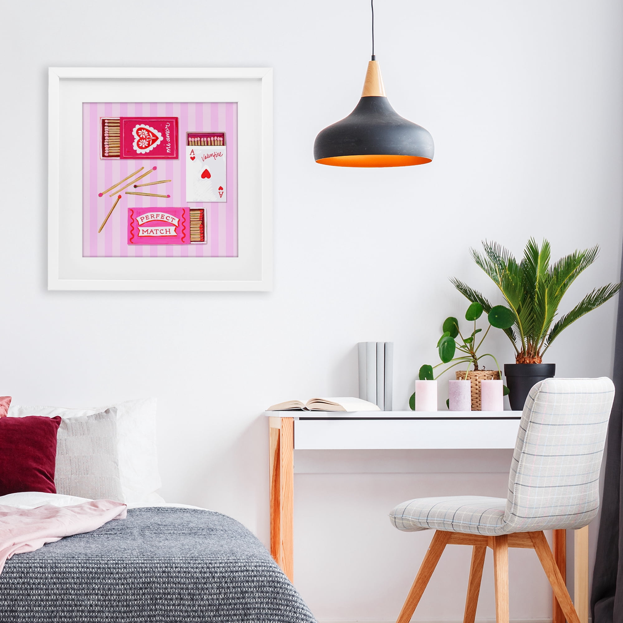 Stupell Industries Romantic Valentine's Matchboxes White Framed Print Under Glass, design by Rachael Reese