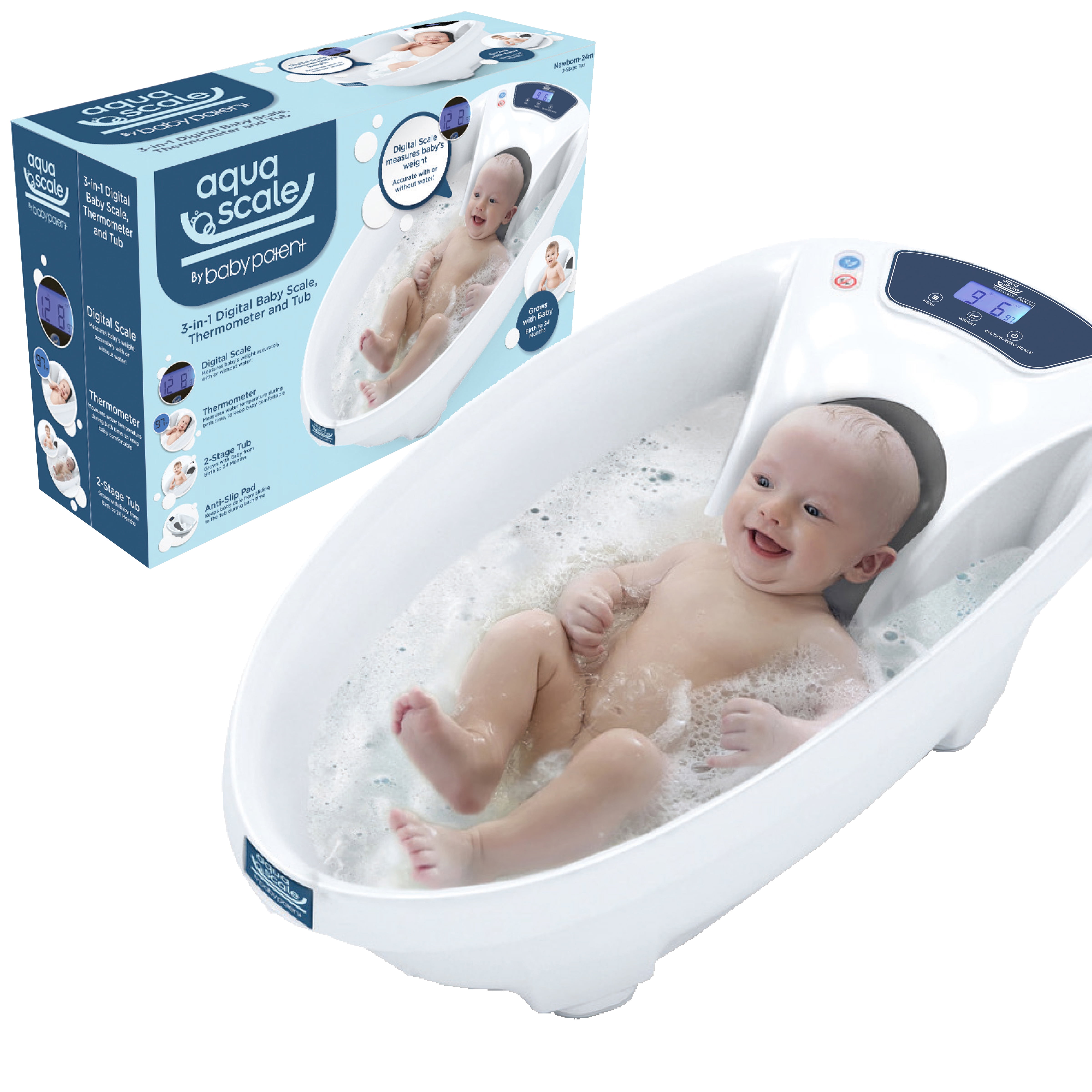 Baby Patent Aquascale 3 In 1 Bath Tub, Bathe Baby Without Bathtub