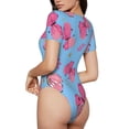 thumbnail image 3 of Balery Women'Sgirl Butterfly Crew Neck Round Neck Short Sleeves Slim Fit Casual Basic Extender Bodysuit Daily Jumpsuit T Shirts-Xx-Large, 3 of 9
