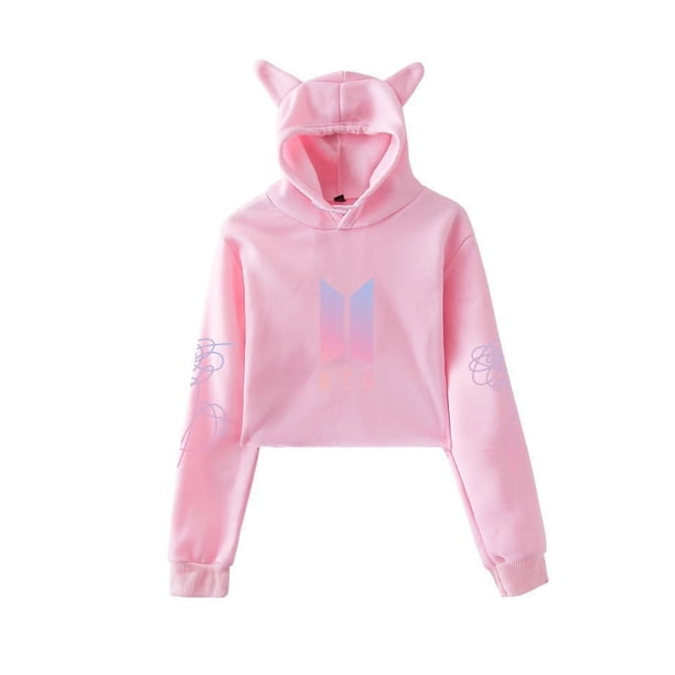 Sudadera Recortada con Orejas de Gato de Apoyo de BTS Surrounding