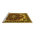 thumbnail image 2 of Ahgly Company Machine Washable Indoor Round Oriental Yellow Industrial Area Rugs, 4' Round, 2 of 4