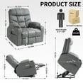 thumbnail image 7 of Power Lift Recliner Chair for Elderly with Removable Cover,Extra Wide Recliner Massage Chair for Big and Tall People with Heated,USB Charge Port,Cup Holders(Grey), 7 of 7