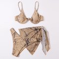 thumbnail image 4 of Women Two Piece Bikini Set with Underwire Top and High Waist Wrap Skirt Swimsuit for Beach Pool Vacation Brown L, 4 of 5