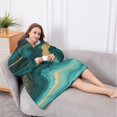 thumbnail image 5 of Oversized Wearable Blanket Hoodie,Teal Gold Marble Pattern Sherpa Blanket Hoodie with Super Pockets,Super Warm Fuzzy Pullover for Women & Men, 5 of 6