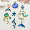 thumbnail image 3 of U8MO 10X Blue Ocean Scallop Shell Mermaid Starfish Charms Pendants for Jewelry Making-10pcs mermaid tail 20x17mm, 3 of 6