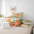 thumbnail image 6 of Homewish Vintage Daisy Floral 7-Piece Twin Bedding,Rustic Boho Geometric Bedding Comforter Set,Orange Green,Polkadot Reversible, 6 of 8
