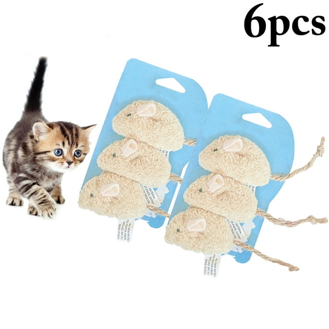 6PCS Cat Mice Toy Bite-resistant Plush Catnip Toy Cat Chew Toy Cat Teething Toy