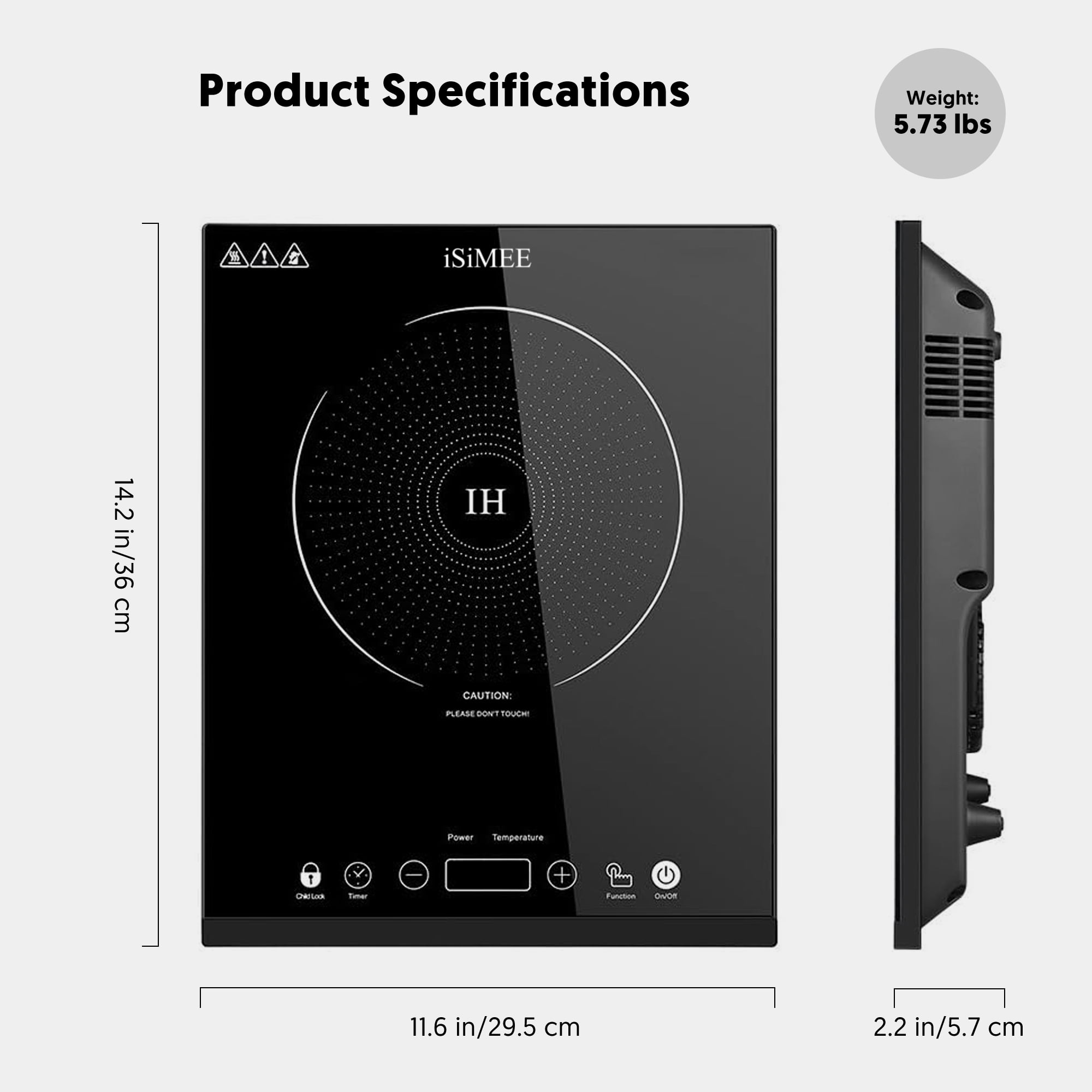 Portable Induction Cooktop, 1800W Sensor Touch Electric Induction Cooker Cooktop with Kids Safety Lock, Countertop Burner with Timer, 9 Power Levels Suitable for Iron, Stainless Steel Cookware