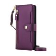 thumbnail image 2 of For Samsung Galaxy A27 5G 6.7-inch RFID Blocking Protective Purse Wallet Case For Women Men Multi-Card Slots Zipper Pocket Detachable Shoulder Strap And Wrist Strap,Shockproof Phone Case,Dark purple, 2 of 9