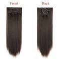 thumbnail image 2 of SHCKE 8Pcs Clip in Hair Extensions 26 Inch Straight Synthetic Hair Extensions Dark Brown Double Weft Hair Extensions Hairpiece for Women, 2 of 6