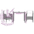thumbnail image 4 of vidaXL 3 Piece Garden Dining Set with Cushions Grey Poly Rattan, 4 of 5