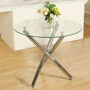 Round Dining Table Home Office Small Glass Table Dining Room Table Kitchen Table for Small Space