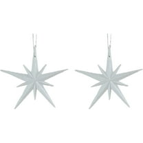 2Pcs Glitter Star Hanging Ornaments,Christmas Exploding Star Ornament,Glitter Hanging Starburst Star Decoration For Christmas Tree,Shiny Star Pendant For Xmas Party Indoor Outdoor Decor,White1