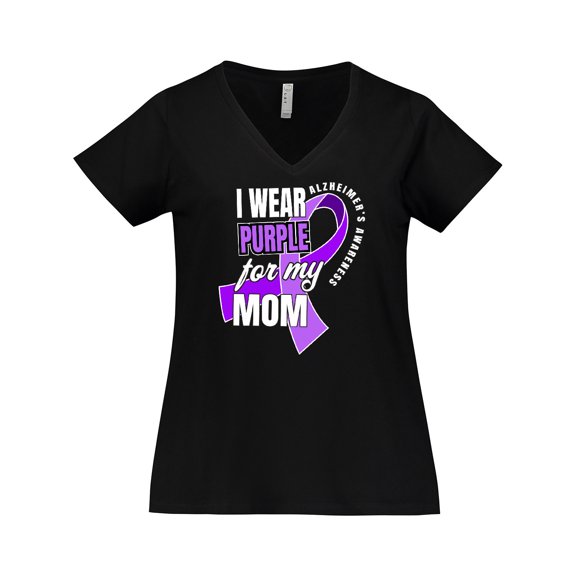 Inktastic Alzheimers Awareness I Wear Purple For My Mom Women's Plus Size V-Neck T-Shirt