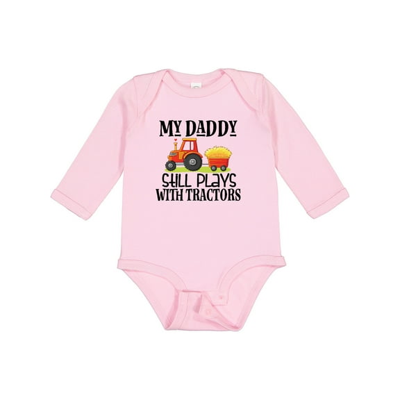 Inktastic Farming Daddy Plays with Tractors Boys or Girls Long Sleeve Baby Bodysuit